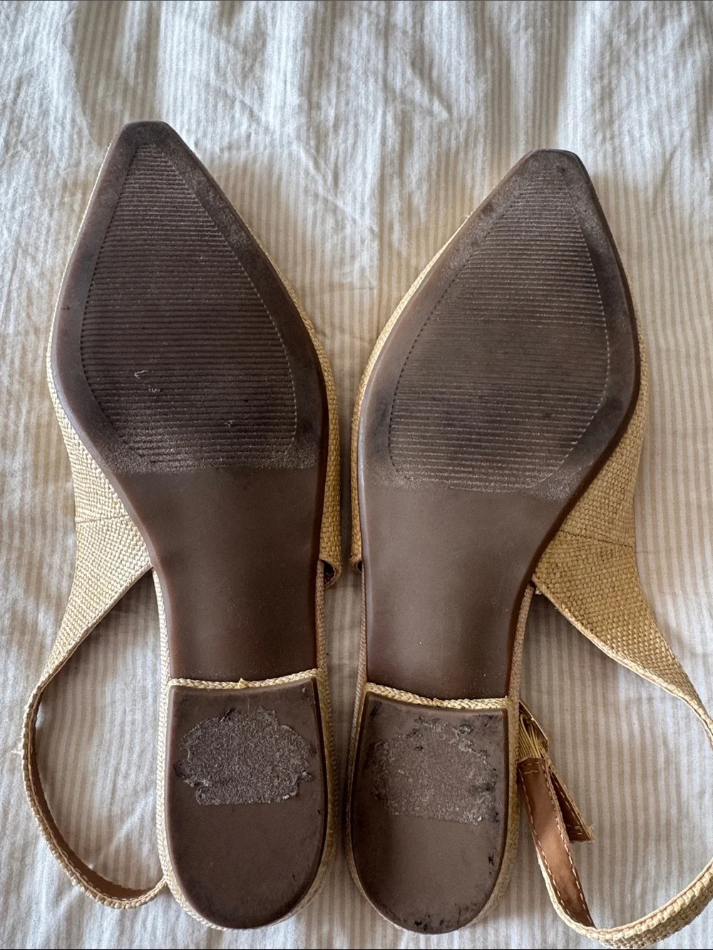Kensie Champagne Gold Slingback Flats with Crystal Square Buckle